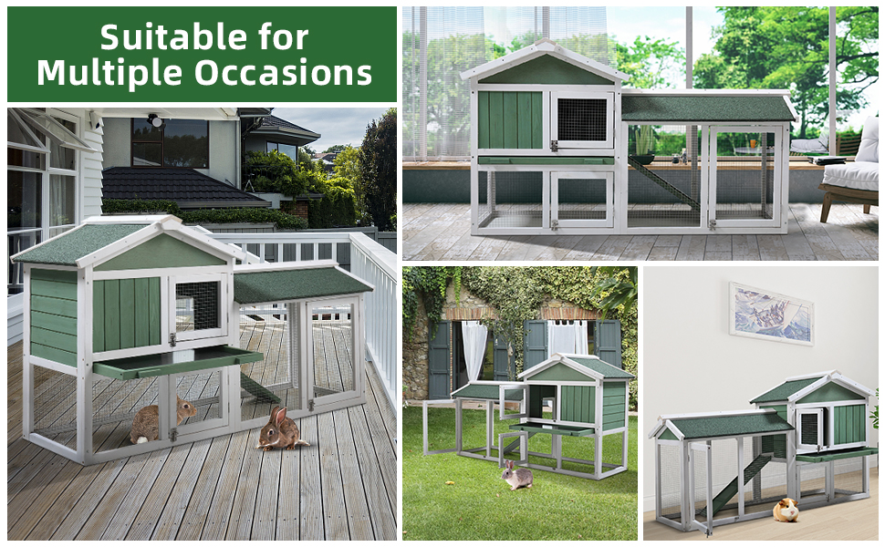 Coziwow Outdoor Wooden Large Rabbit Hutch 2-Tier Pet Chicken House with Tray, Green be3055fa 8988 42a0 b6ce e230e9f46aa4. CR00970600 PT0 SX970 V1