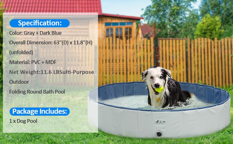 Coziwow Pet Dog Portable Foldable Bathing Tub, Multifunctional Pet Bath Swimming Pool, Large 63 Inches, Grey+Blue, PVC+MDF c8c0779b f453 4a38 8ee6 28a5fc11698f. CR00970600 PT0 SX970 V1