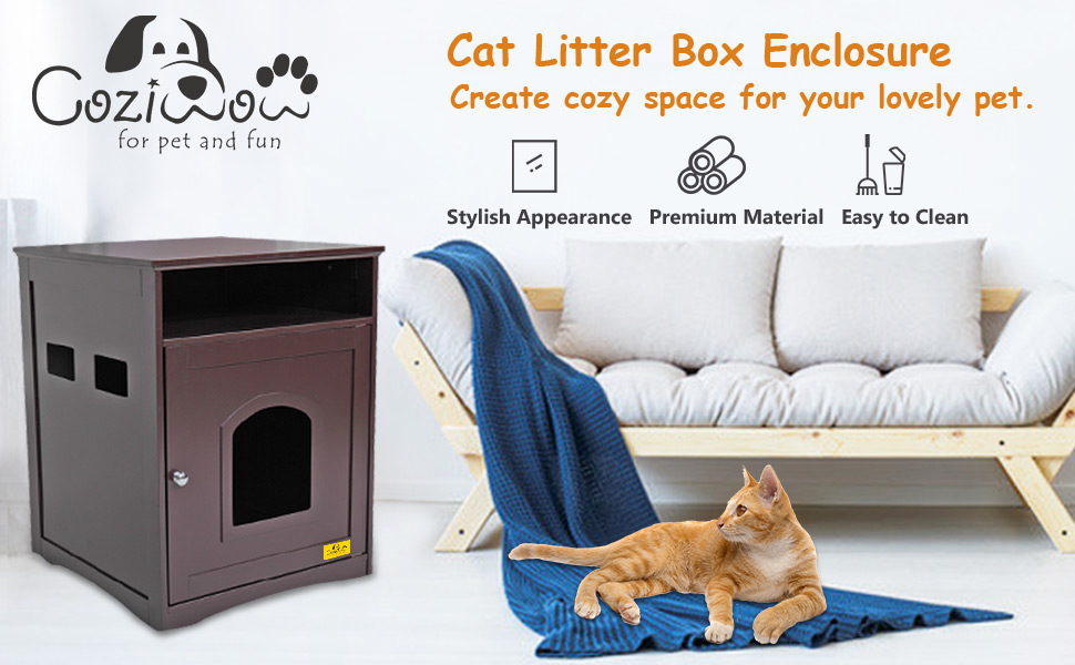 Coziwow Enclosed Cat Litter Box Hidden Cabinet, 20.1”L x 20.9”W x 25.4”H, Brown c9c44288 d96c 4d74 8ffe 0cb4d15eb4c5. CR00970600 PT0 SX970 V1