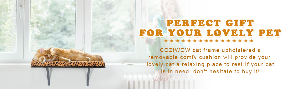 Coziwow Cat Window Perch Mounted Cat Shelf Bed for Large Cats Indoor w/Soft Cover, Leopard Pattern d7836265 eb5a 4d64 a4b3 c820025cbae8. CR00970300 PT0 SX970 V1