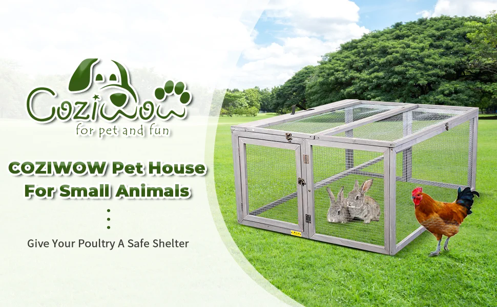 Coziwow 45"L Large Portable Folding Outdoor/Indoor Rabbit Hutch, Gray ed8483a1 56c6 40fc ba64 8e11d2832ce6. CR00970600 PT0 SX970 V1
