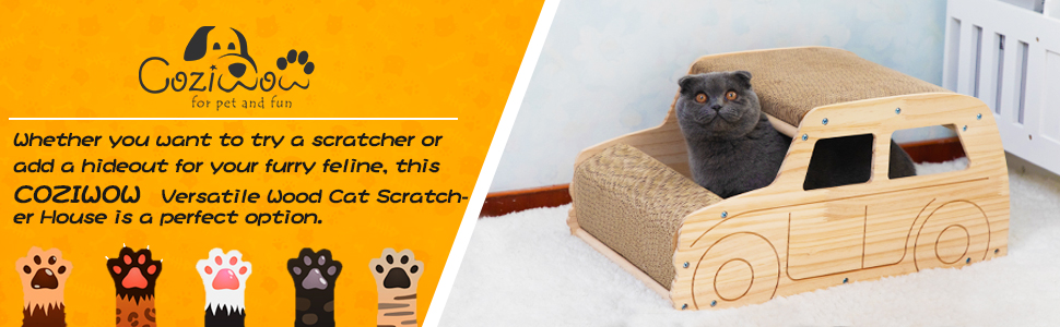 Coziwow 2-in-1 Wood Cat Scratcher Pad Corrugated Scratch House, Car-Shaped f3d20a74 5760 4760 9ffb 3df6e186141f. CR00970300 PT0 SX970 V1