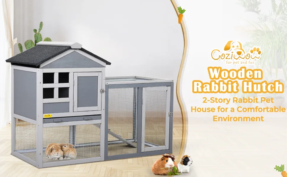 Coziwow Wood 2 Story Rabbit Hutch Chick Coop with Openable Roof and Removable Tray, Gray fa39f860 cdfa 4c2e 82bb 65d1bba45778. CR00970600 PT0 SX970 V1