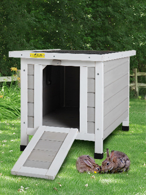 Portable Outdoor Wooden Rabbit Cat Dog Hutch Retreat House for Small Pets, White&Grey fb52effa 6b97 476b b907 5c45adf3ba19. CR00300400 PT0 SX300 V1
