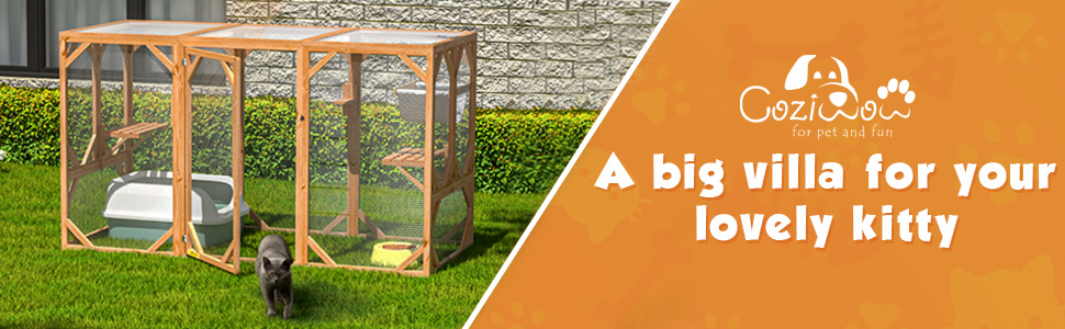 Coziwow Wooden Large Outdoor Cat Enclosure Catio Kitten Cage Playpen with Sunlight Roof 08750b14 5566 4e65 a206 6bc21023d089. CR00970300 PT0 SX970 V1