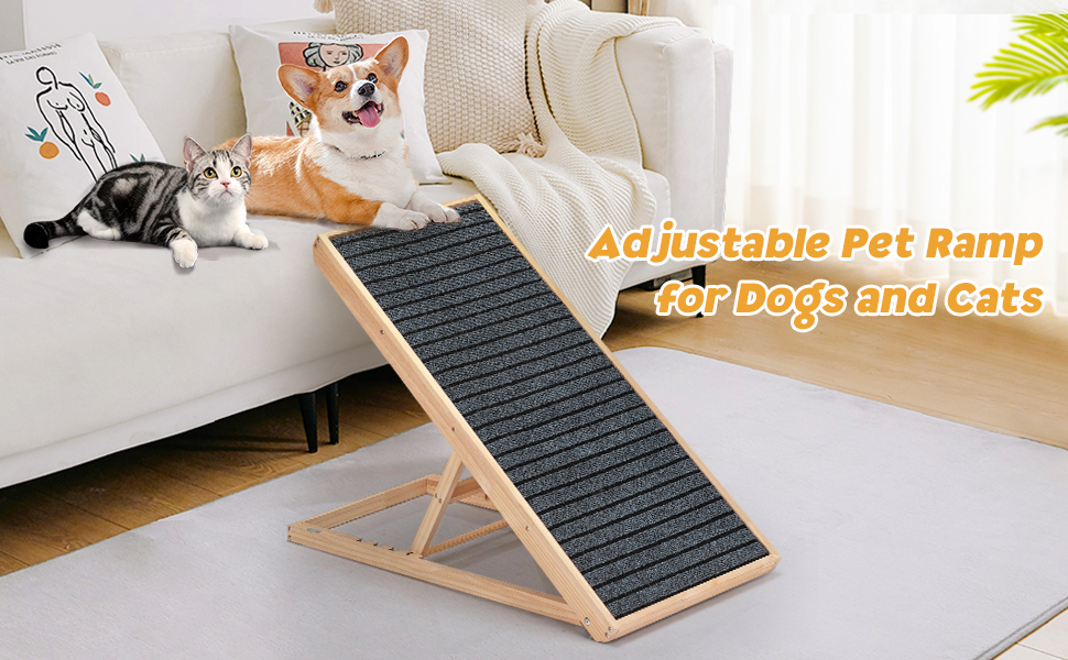 Coziwow 37.5"L Adjustable Wooden Dog Ramp Folding Portable Pet Ramp with Removable Non Slip Carpet Surface, Natural Wood 158c2b16 576b 4fb6 94cd fddce97b1675. CR00970600 PT0 SX970 V1
