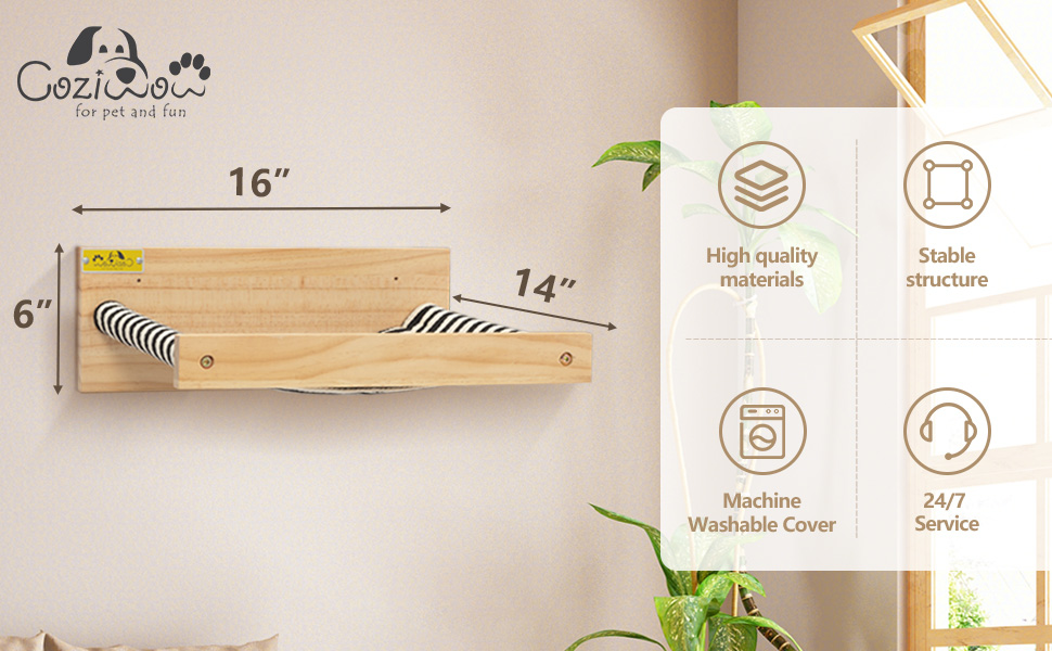 Coziwow Detachable Cat Bed Wall Mounted Sturdy Cat Perch Shelf Hammock, Black & Beige 38d04799 f1c3 43b9 ace0 d19427fa9631. CR00970600 PT0 SX970 V1