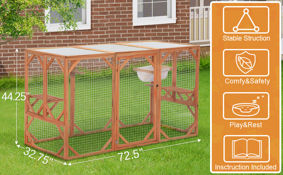 Coziwow Wooden Large Outdoor Cat Enclosure Catio Kitten Cage Playpen with Sunlight Roof 49b53e6a 1dc1 416e 9682 2c2f4f214198. CR00970600 PT0 SX970 V1