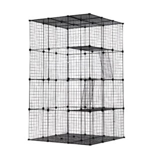 Coziwow Large Outdoor Cat Enclosures, Indoor DIY Cat Cage Iron Mesh Crate with 3 Platforms, Black CW12F0507 3
