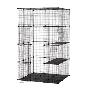 Coziwow Large Outdoor Cat Enclosures, Indoor DIY Cat Cage Iron Mesh Crate with 3 Platforms, Black CW12F0507 7