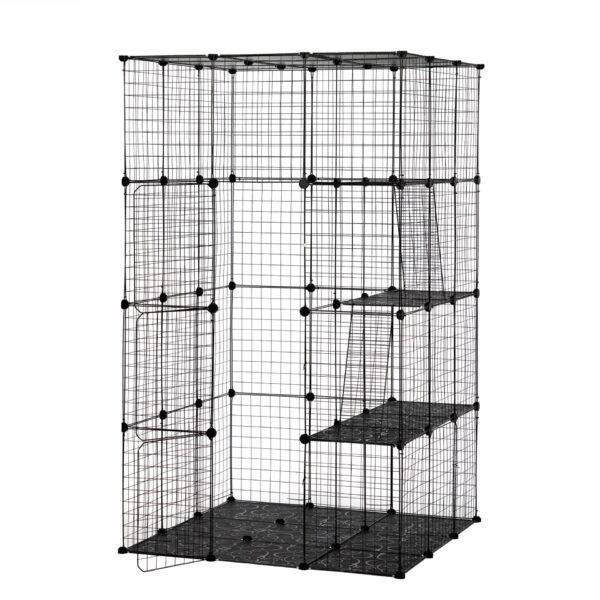 Coziwow Large Outdoor Cat Enclosures Cat Cage Indoor DIY Cat Playpen Iron Mesh Crate with 3 Platforms CW12F0507 7
