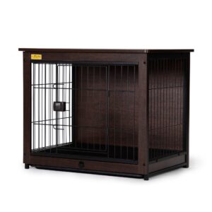 Coziwow Furniture Wooden Dog Crate End Table W/ Removable Tray, Dog Kennel Pet Cage Wire Pet House, Walnut (Medium) CW12H0509 6