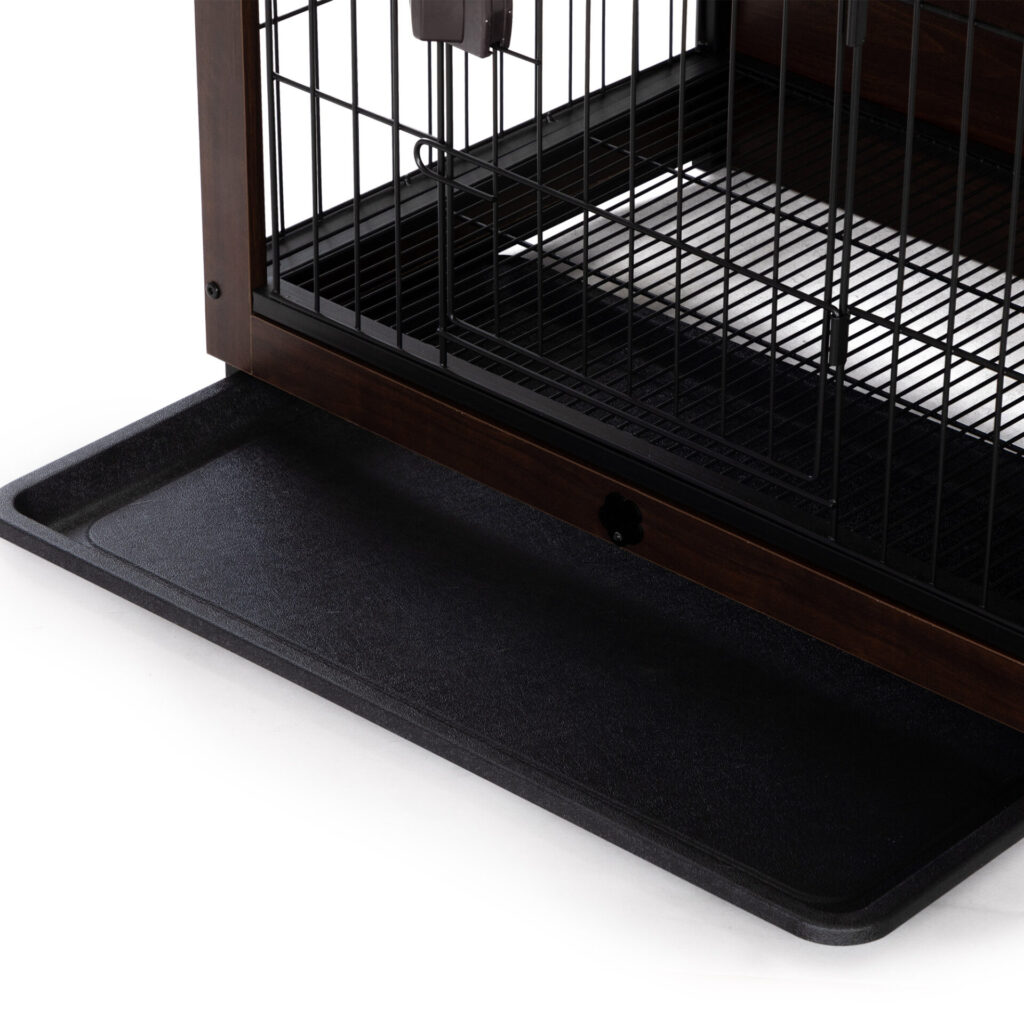Coziwow Furniture Wooden Dog Crate End Table W/ Removable Tray, Dog Kennel Pet Cage Wire Pet House, Walnut (Medium) CW12H0509 xj4
