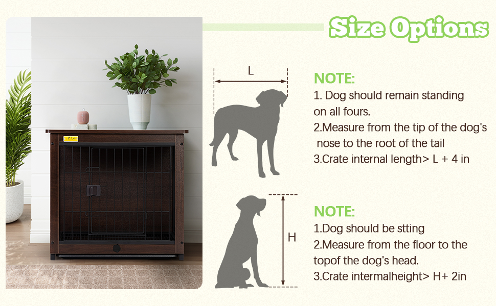 Coziwow Furniture Wooden Dog Crate End Table W/ Removable Tray, Dog Kennel Pet Cage Wire Pet House, Walnut (Medium) CW12H0509AYana970X6002