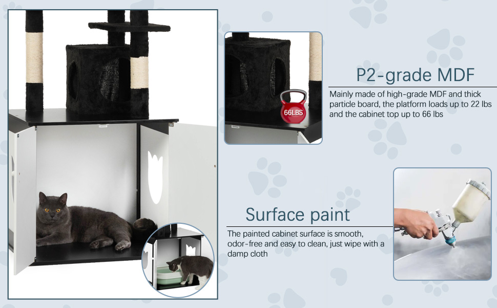 Coziwow 65" 2-in-1 Cat Tree with Hidden Litter Box, Cat Tower with Cat Washroom, Black+White aaaf4131 9c80 4d2c 9854 83a3205e9481. CR00970600 PT0 SX970 V1