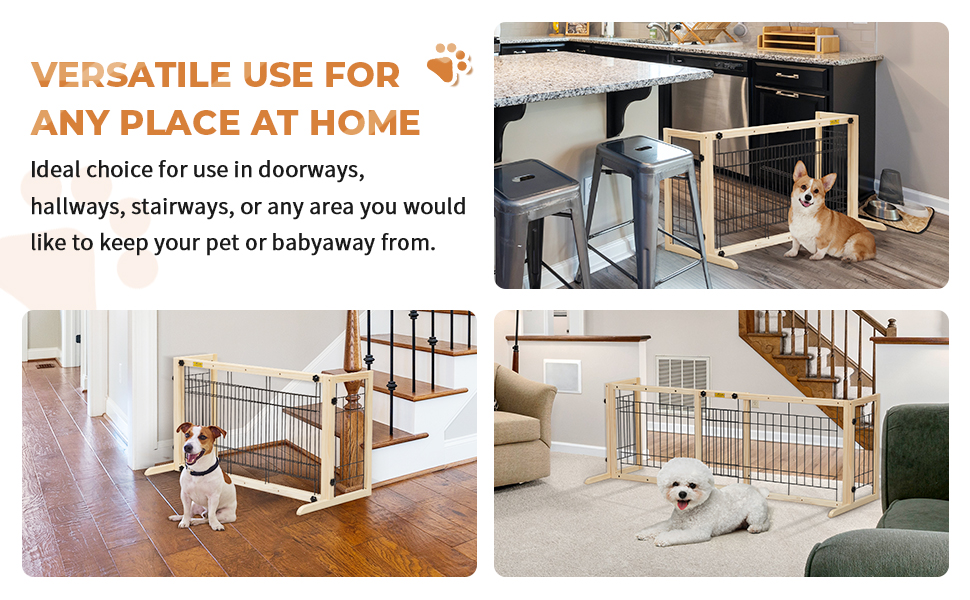 Coziwow Adjustable Freestanding Indoor Dog Gate, Pine Wood Safety Pet Fence, Natural Wood 2a7c1c71 5ce9 4ef8 99f9 0a6c46fb0e44. CR00970600 PT0 SX970 V1