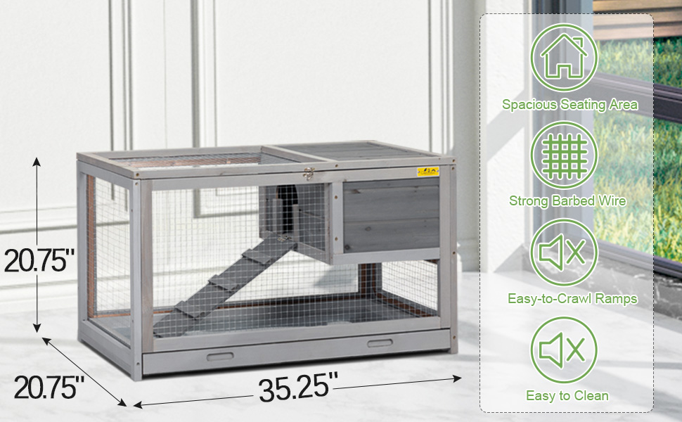 Coziwow 2 Story Rabbit Hutch with Openable Top and Right-Side Door, Indoor and Outdoor Easy Assembled Rabbit Cage, Gray 48388e4a 04c6 4a98 9efb a46945cf6320. CR00970600 PT0 SX970 V1 1
