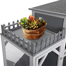 Coziwow 38"L Large 3-Story Wood Rabbit Bunny Hutch On Wheels, Gray