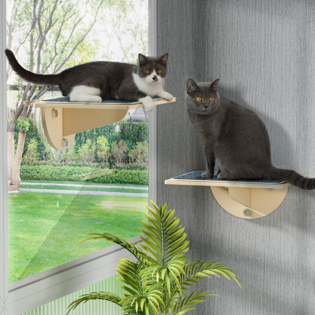 Coziwow Washable Cat Window Bed with 3 Suction Cups, Freely Assembled Cat Hammock, Velcro Design, Wood Color CW12E0524 zt3