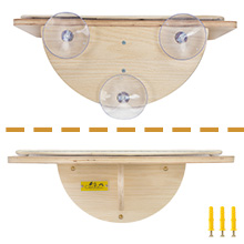 Coziwow Washable Cat Bed Cat Window Perch with 3 Suction Cups, Freely Assembled Cat Hammock, Velcro Design, Wood Color