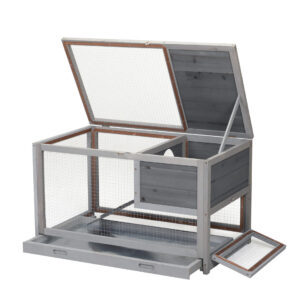 Coziwow 35"L 2-Story Wooden Rabbit Hutch With Pull Out Tray, Gray CW12F0525 8 1 nov15