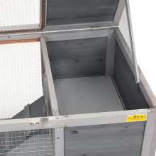 Coziwow 2 Story Rabbit Hutch with Openable Top and Right-Side Door, Indoor and Outdoor Easy Assembled Rabbit Cage, Gray