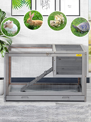 Coziwow 2 Story Rabbit Hutch with Openable Top and Right-Side Door, Indoor and Outdoor Easy Assembled Rabbit Cage, Gray
