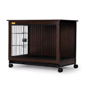Coziwow 2 In 1 Pet Furniture Large Dog Crate End Table With Removable Plastic Tray, 4 Universal Casters, Puppy-Friendly Wire Mesh Pet House (Large) CW12K0510 3
