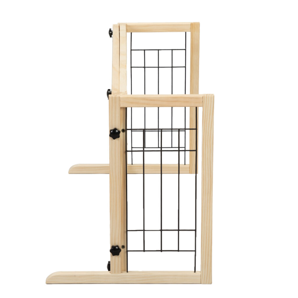 Coziwow Adjustable Freestanding Indoor Dog Gate, Width 38″ To 71″, Pinewood Safety Dog Fence with Five Lengths Available, Beige White CW12L0529 12