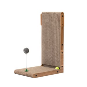 23"H Indoor L-Shaped Cat Scratcher Pad with Bell Ball, Walnut CW12R0515 8 Cat Supplies