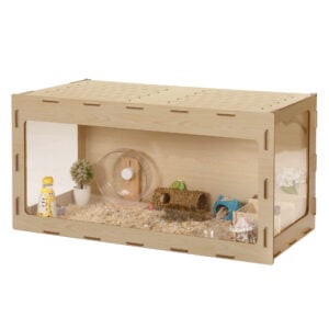 Coziwow Modern Large Cute Hamster Cage, Small Animal Enclosure, Natural Wood