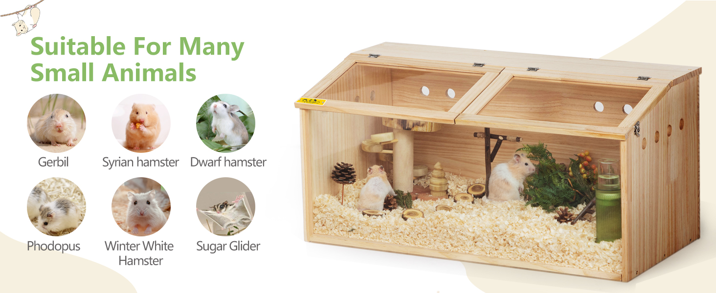 Wooden Hamster Cage/ Small Animal Habitat with Openable Roof CW12S0516 03 Hamster Cage