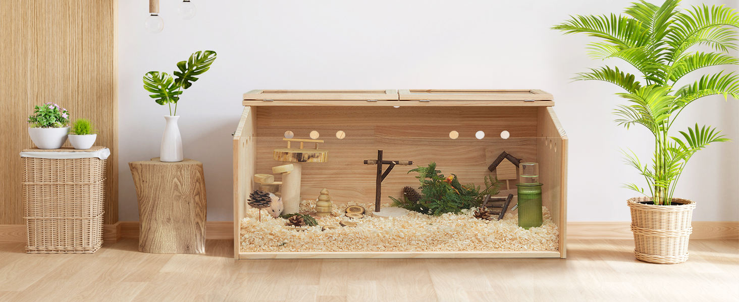 Wooden Hamster Cage/ Small Animal Habitat with Openable Roof CW12S0516 04 Hamster Cage