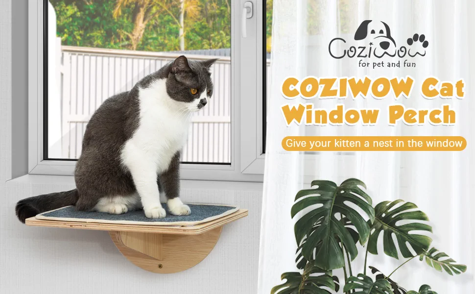 Coziwow Washable Cat Window Perch| Cat Hammock Bed with 3 Suction Cups, Wood Color a4806e28 0f8b 4366 9d69 d5c4a9234886. CR00970600 PT0 SX970 V1