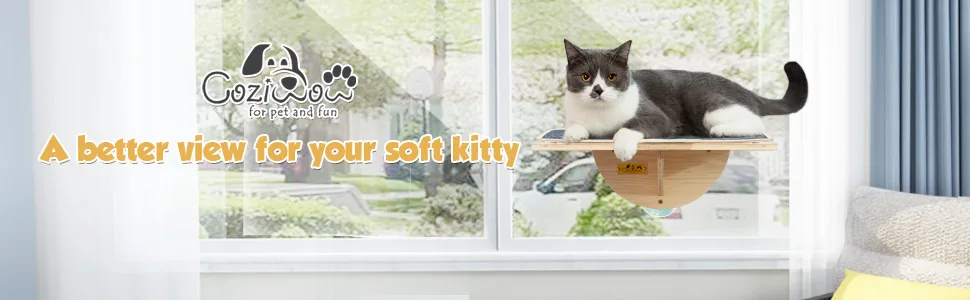 Coziwow Washable Cat Bed Cat Window Perch with 3 Suction Cups, Freely Assembled Cat Hammock, Velcro Design, Wood Color a862c3bc 728d 4b81 9803 2d2a71518524. CR00970300 PT0 SX970 V1