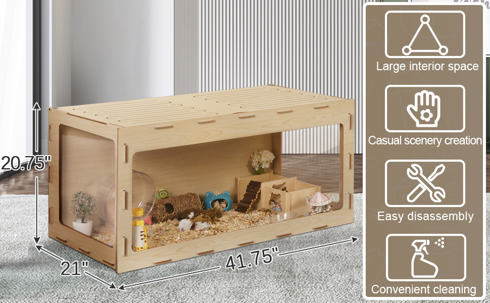 Coziwow Modern Large Cute Hamster Cage Small Animal Enclosure with Acrylic Panels and Openable Roof, Natural Wood e750edeb 0fe4 4f7c bc57 9707cfd5924a. CR00970600 PT0 SX970 V1