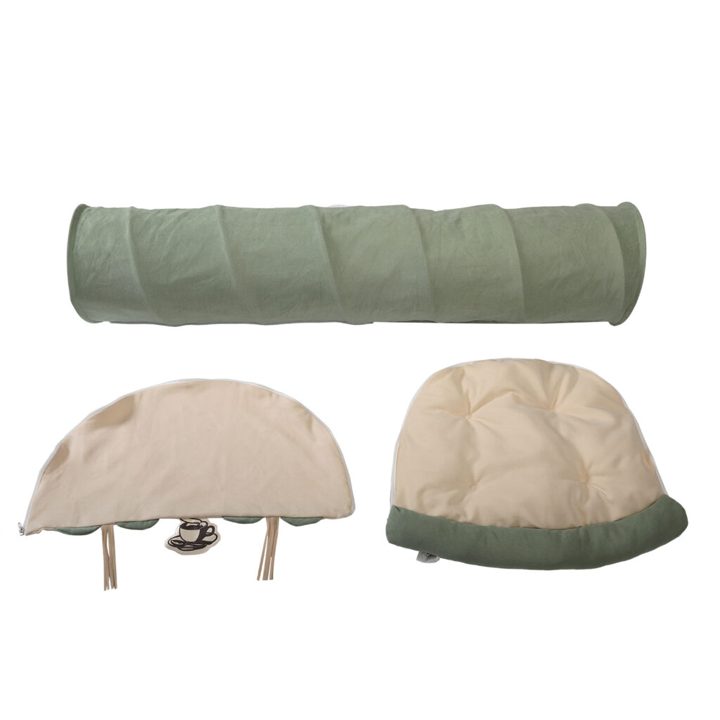Coziwow Cat Tunnel Bed Hide Tunnel For Indoor Cats With Hanging Scratching Balls, Light Green CW12G0400 10