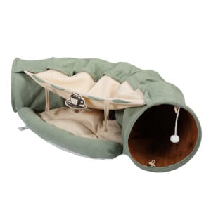 Coziwow Cat Tunnel Bed Hide Tunnel For Indoor Cats With Hanging Scratching Balls, Light Green CW12G0400 4