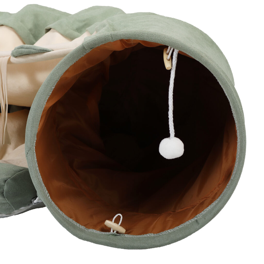 Coziwow Cat Tunnel Bed Hide Tunnel For Indoor Cats With Hanging Scratching Balls, Light Green CW12G0400 xj 2
