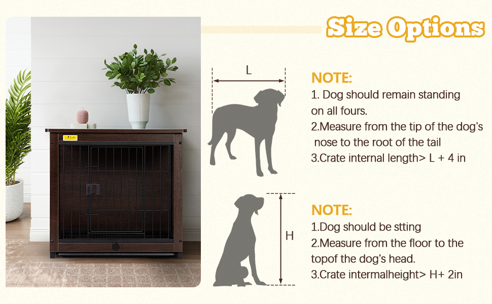 Coziwow Furniture Wooden Dog Crate End Table W/ Removable Tray and Lockable Door, Dog Kennel Pet Cage Wire Pet House, Walnut (Small) CW12G0508AYana970X6002