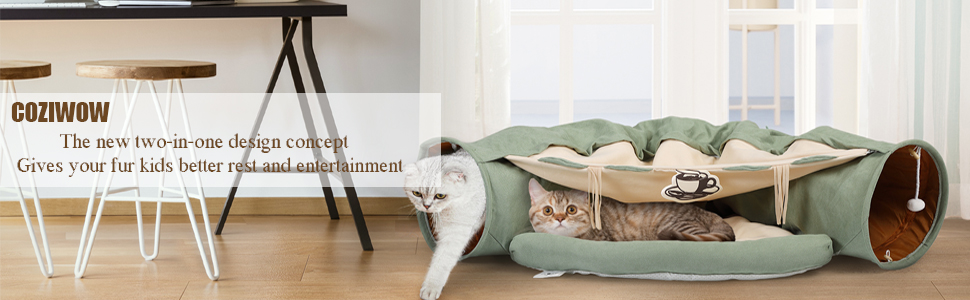 Coziwow Cat Tunnel Bed Hide Tunnel For Indoor Cats With Hanging Scratching Balls, Light Green a088a695 dd98 407f 9364 b9adcb4be89c. CR00970300 PT0 SX970 V1
