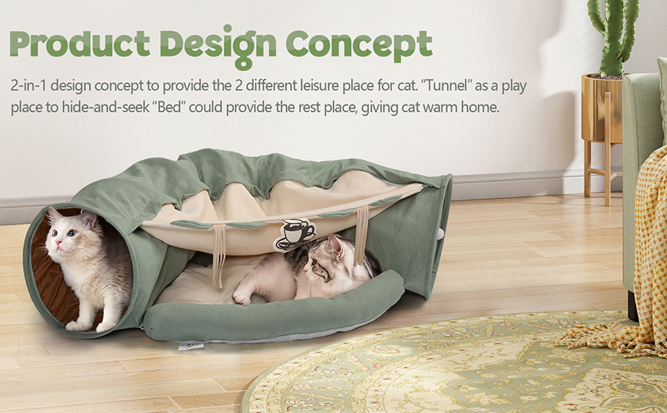 Coziwow Cat Tunnel Bed Hide Tunnel For Indoor Cats With Hanging Scratching Balls, Light Green f5015a54 90fe 4d40 a60a 4dfa56dc3532. CR00970600 PT0 SX970 V1