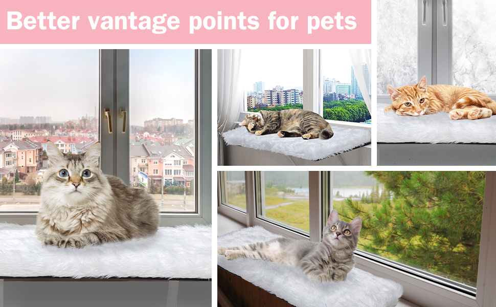 Coziwow Cat Window Perch Hammock, Window Sill Cat Seat, Wall-Mounted Cat Shelf Bed with Soft Cushion for Large Cats, White 6e919f3e 8acb 44b2 bcdd c149e519692d. CR00970600 PT0 SX970 V1