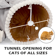 Coziwow 2-in-1 Cat Tunnel Toy, Scratch-Resistant Collapsible Cat Bed with Removable Mat, Grey and White