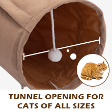 Coziwow 2-In-1 Cat Tunnel Toy, Scratch-Resistant Collapsible Cat Bed With Removable Mat, Coffee Brown