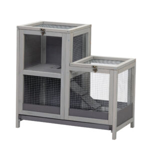 Coziwow 2-Tier Wooden Hamster Cage| Small Animal House with Removable Tray, Gray CW12M0530 2