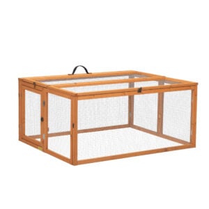 Coziwow Portable Folding Rabbit Hutch Outdoor Small Animal Coop Farm Enclosure with Openable Top, Wire-Mesh Windows, Orange CW12N0531 4