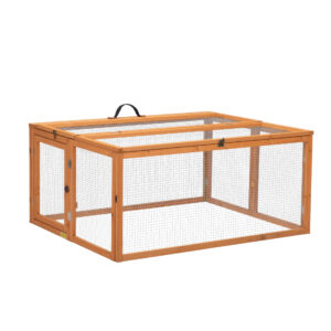 45″L Foldable Wood Rabbit Hutch Chicken Coop, Outdoor/Indoor, for 2-4 Pets, Orange CW12N0531 4