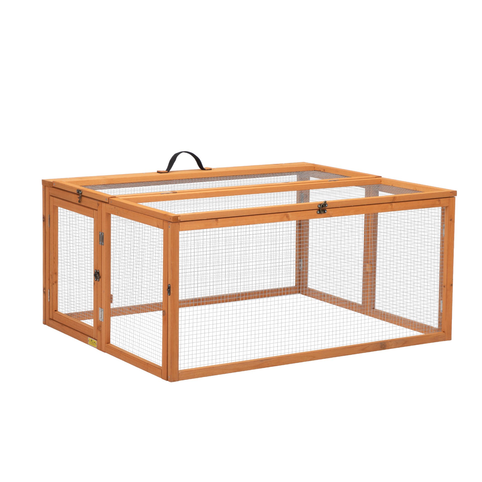 Coziwow Portable Folding Rabbit Hutch Outdoor Small Animal Coop Farm Enclosure with Openable Top, Wire-Mesh Windows, Orange CW12N0531 4