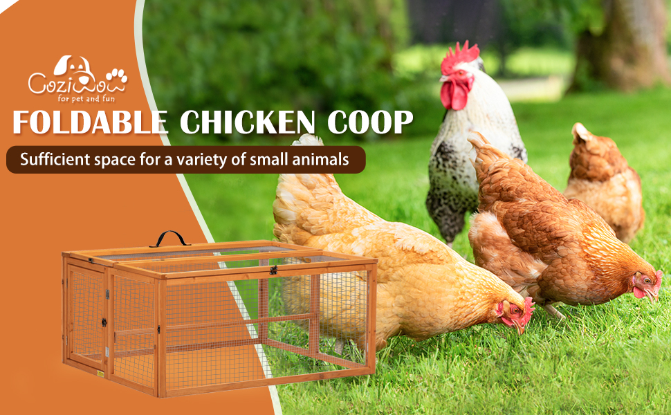 Coziwow 45″L Large Portable Folding Outdoor/Indoor Rabbit Hutch, Orange CW12N0531A970X6001